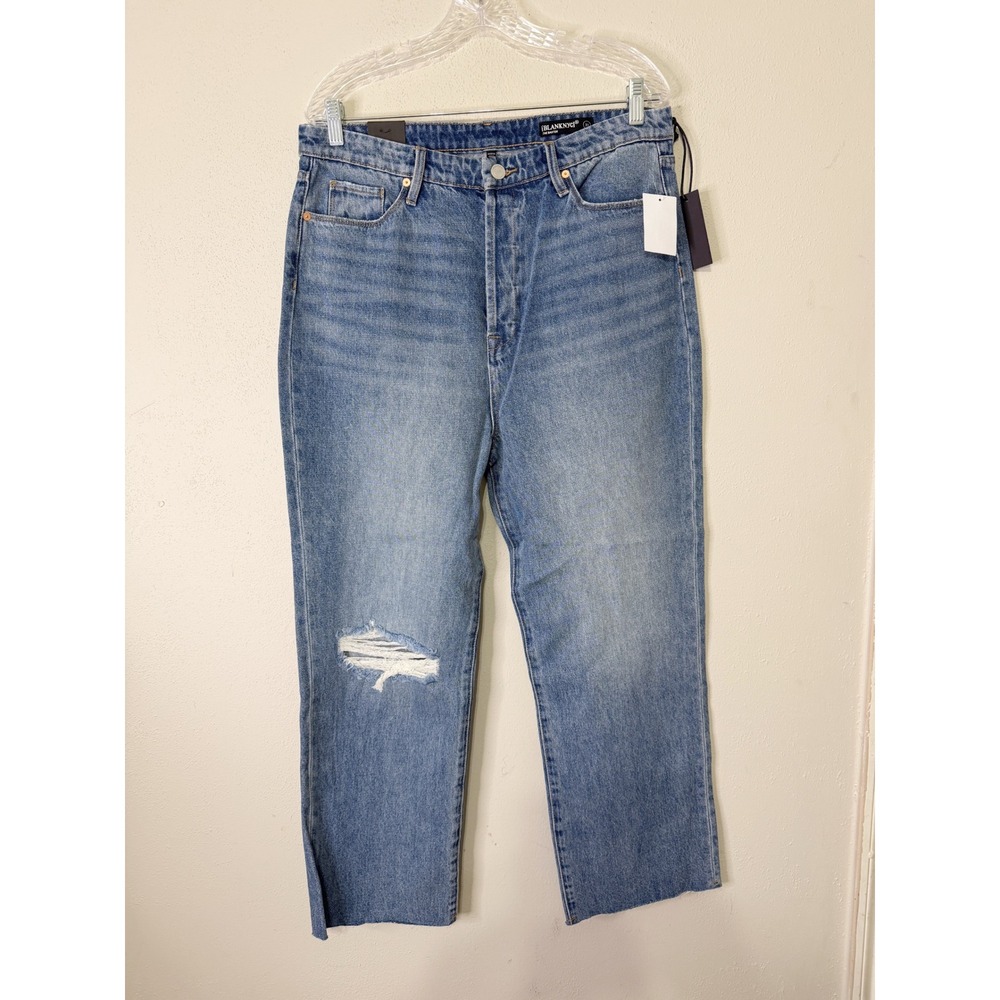 BlankNYC The Baxter Ribcage Straight Leg Jeans Blue Distressed 31 Button Fly